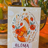 Vinyl Sticker/ Tumbler Sticker/ Flowers/ Oval Fox Sticker/ Red Fox/ Cottagecore/ Waterproof/ Stocking Stuffer