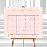 Editable Daisy Baby Due Date Calendar Game  Guess Baby's Birth Date Baby Shower Game Due Date Guessing Game Digital Corjl Template PRINTABLE
