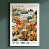 Amsterdam Flower Market Poster, Amsterdam Travel Art, Botanical Wall Art, Holland Travel Art, Floral Illustration, Nursery Kids Wall Art