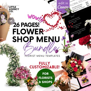 Florist price menu template bundle with editable floral Canva pages