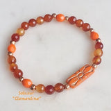 Orange flower bead bracelet, Carnelian bracelet, Solid copper, Daisy bead bracelet, Spring jewelry, Birthday Anniversary Gift for Women