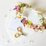 Meadow colorful hair crown Bridal flower hair wreath Wild flowers headpiece Wildflowers bridal crown Garden wedding accessories Magaela