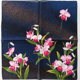 Japanese Vintage Handkerchief Orchids Flowers Kimono 21