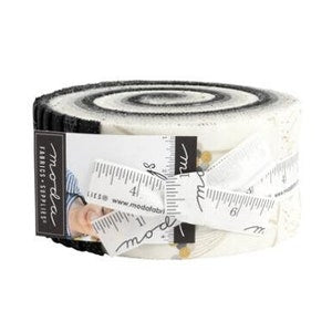 Shimmer metallic fabric jelly roll, white and dark gray striped roll