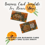 Marigold floral business card template with QR code design