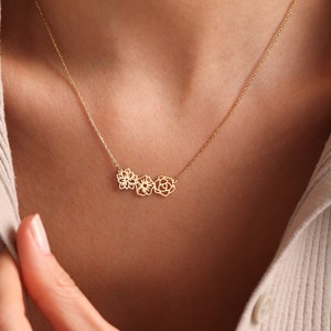 14K Solid gold Birthflower Necklace, Family Necklace For Mom, Birth Flower Jewelry, Personalized Gifts, Mothers Day Gifts , Gift for grandma