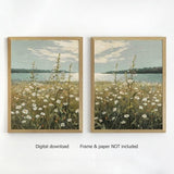Botanical wall art set of 2, Wildflowers print, oil painting flowers, wildflowers wall art, printable wall art, floral paint, DIGITAL PRINT