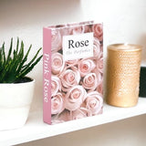 Pink floral decorative book with rose-pattern cover