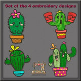 Bundle of the embroidery designs. 4 Cactus Embroidery designs for embroidery machine. Digital delivery. 7 Embroidery formats.