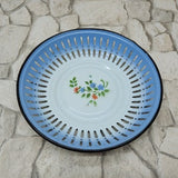 Vintage Enamel Strainer - Enamel Colander - Bulgarian Enamelware Made in 1970 - Fruit Tray - Fruit Dish  -  flowers Detail Enamel Colander