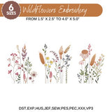 Wildflower Meadow Machine Embroidery Design, Cottagecore Wild Flowers, Boho Flower, Wildflower Embroidery Bundle, 6 Sizes, Instant Download