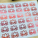 Mini Foil Planner Sticker 1 cm, 30 pcs LOTUS FLOWER | Yoga | Spa Icon