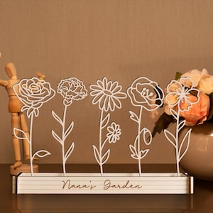 Wooden Birth Flower Garden SVG File, Flower Decor, Wooden Birth Flowers Svg cut file, Mothers Day Gift, Nana's Garden, Custom Wood Sign Svg