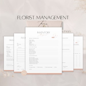 Florist management forms set with inventory pages, editable templates (6-pack)