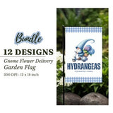 Gnome Flower Delivery Flags: Vintage Scooter & Floral Bundle, 12 Designs, Spring Garden Decor Digital Download