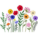 Wild Flower Border(1) - Machine Embroidery Design - 4 Sizes for 3.94 x 5.51 mm - 10.24 x 7.09 " hoops - Commercial Use - Instant Download