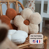 Daisy Pillow PDF Sewing tutorial,  Daisy Cushion DIY, PDF Tutorial, Instant download, Flower shaped cushion made with a textured boucle