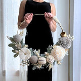 XL Desert Rose Wreath | Half Moon Wreath | All Seasons | Lamb's Ear Wreath | Modern | Sola Wood Flower | Tassel | Beaded | Gold Wreath