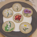 Set of  6pcs 60pcs  bulk lot sunflower peony daisy lilac mixed flower   badge  embroidered iron on patch  5.2cm 2inch