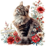 Floral Cat Portrait Clipart Bundle- 10 High Quality Watercolor JPGs- Cat Art, Crafting, Journaling, Scrapbook Supply, Digital Download