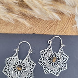 Silver with Tigers eye earrings / Mandala / Tiger eye/ Silver jewellery / Birthstone / Flower design / Bohemian / Boho