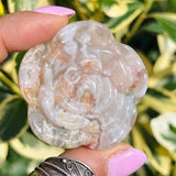 Gorgeous hand carved Flower Agate crystal Rose / Reiki energy blessed large crystal flower / Cherry Blossom crystal rose / Home decor / C