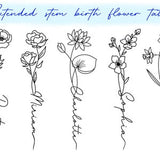 Custom Name Extended Stem Birth Flower |  Birth Flower Gift | Tattoo Comission SVG | Floral Name Design