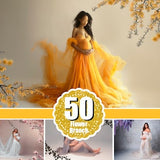 50 Floral frame overlays, Maternity background overlay, Floral branch backdrops overlay, Spring blurred flower, Photoshop overlays, png