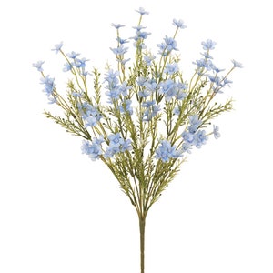 Artificial blue forget-me-not flower stems bundle, small blossoms on green stems