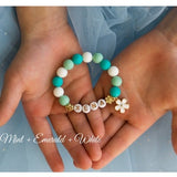 Personalized Flower Girl proposal bracelet Childs Personalized Bracelet Jewelry For Toddlers Beaded bracelet Flower charm Kids bracelet