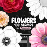 130 Procreate Flowers Stamp Brushes | Procreate Wildflowers Stamps | Procreate Floral Stamps | Procreate Flowers Reference | Procreate Rose