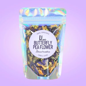 Blue Butterfly Pea Flower Organic ¥ Clitoria ternatea ¥ 100% Organic Dried Herb ¥ Blue Tea Flower ¥ Turns Tea Blue