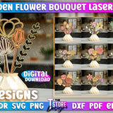 Flower Bouquet Laser Cut SVG Bundle | Home SVG Design | 3d Flower Bouquet Lasercut | Wooden Flowers | Home Decor Lasercut