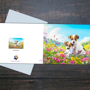 JACK RUSSELL MOTHER'S Day card, Mother and puppy, Glossy blank card, Cute dogs and flowers, Gift for dog lover, Pet greeting card