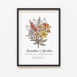 Digital Birth Flower Family Grandma's Mom's Garden, Birth Month Flower Art Print, Personalized Gift, Digital Download, Mother's Day Gift