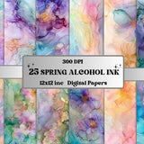 Spring Alcohol Ink Digital Paper Pack, Pastel Alcohol Ink Flowers Background, Alcohol Inked Junk Journal Kit, Bright Pastel Floral Textures