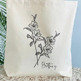 Personalized Birth Month Flower Canvas Tote Bag for Every Use Bach party Bridesmaid Gifts Gift for Mother Birthday gift for friend floral