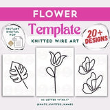 20+ Flower Template - Knitted Wire Art/Tricotin - DIGITAL DOWNLOAD - 20+ Designs - Plantillas Tricotin