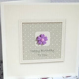 Happy Birthday Card 'Happy Birthday To You' With Handmade Fimo Flower Polka Dot Background Birthday Wishes Mum Daughter Friend Free Delivery