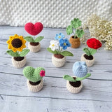 Mini Handmade Flower Pot, Buy 3 Get 1, Ready to Ship,Crochet Flower In The Pot,Crochet Heart,Handmade Knitted Flowers, Car decor,Table Decor