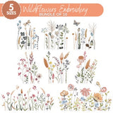 Wildflower Meadow Machine Embroidery Design, Cottagecore Wild Flowers, Boho Flower, Wildflower Embroidery Bundle, 5 Sizes, Instant Download