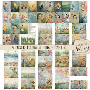 Pastel spring mixed media journal kit with 81 collage sheets and art cards