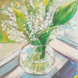 Lily Of The Valley Painting Birth Month Flower Artwork Original Oil Painting Spring May Floral Still Life Home Decor Wall Art 8" by 8"
