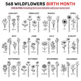 Wildflowers Birthmonth SVG, PNG bundle 568 graphics - Birth month wild flowers svg files Birthday Flower clipart Botanical instant downloads