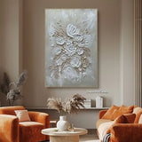Textured Flower Painting on Canvas  Original  Abstract  Painting Floral Painting on Canvas Large beige Wall Art Modern Custom  fashion Decor