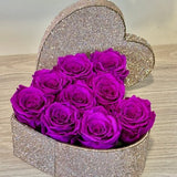 Purple roses in a gold crystals heart shaped box - Forever roses - Preserved roses  - Infinity roses - Crystal box - Mother's Day Gift
