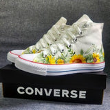 Sunflower, Floral Chuck Taylor Fan Art Custom Hand Made Hi Top Converse