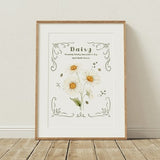 April Birth Flower Print, Birth Flower Wall Art, Daisy Print, April Birth Flower Gift