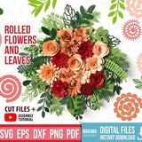 Rolled flower SVG & leaf SVG bundle - Rolled Flower svg, Paper Flower Templates, 3d flower svg files for Cricut, Cameo, Hand Cut