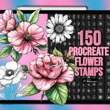 Flower Procreate stamps | Procreate flower stamps | Flower Procreate brushes